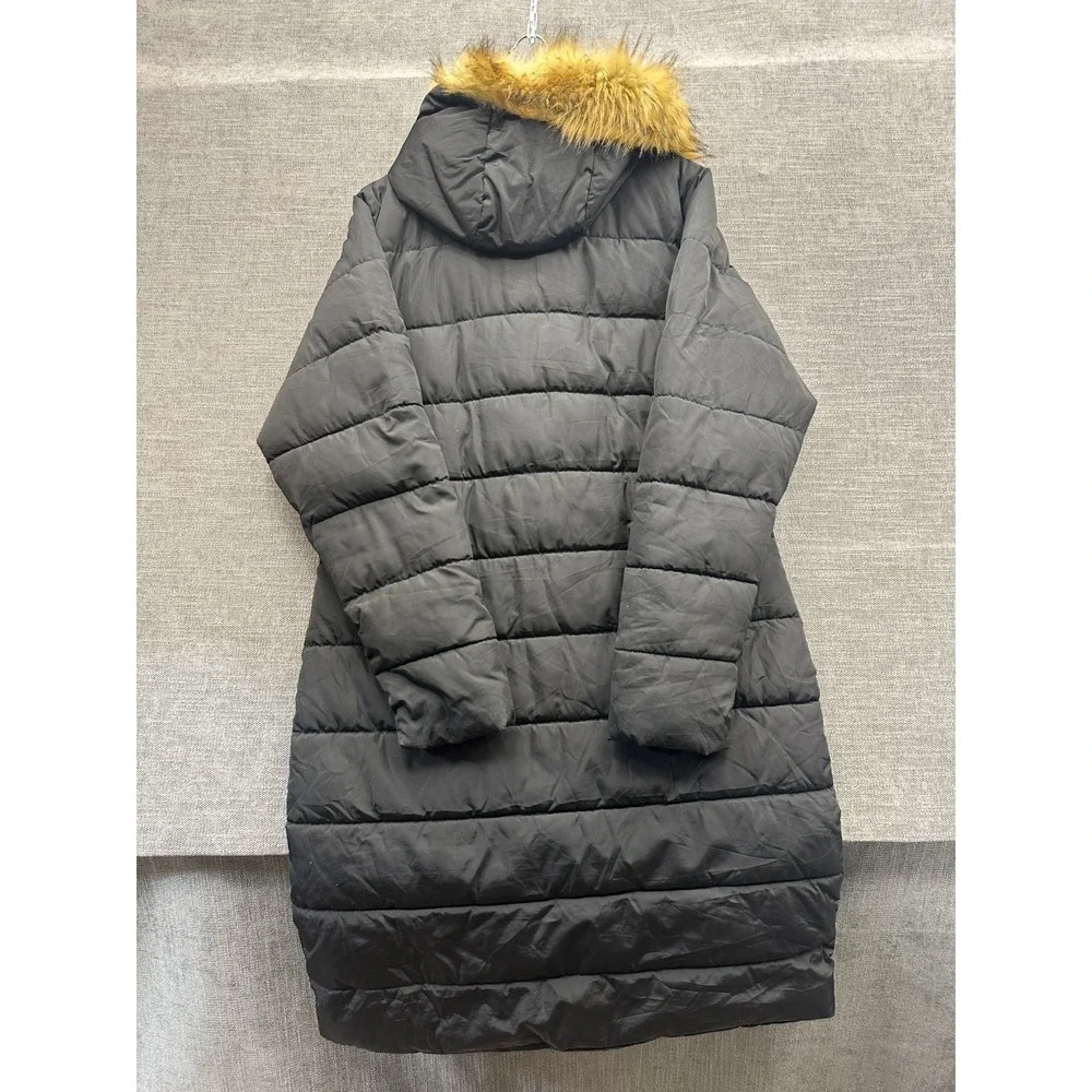 IloveSIA Puffer Jacket Womens 10 Black Lined Insulated Snap Front Hooded Winter‎